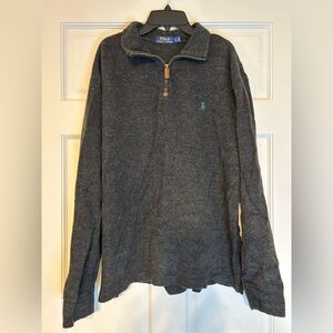 Men’s Ralph Lauren quarter zip sweater. Large.  Dark gray.